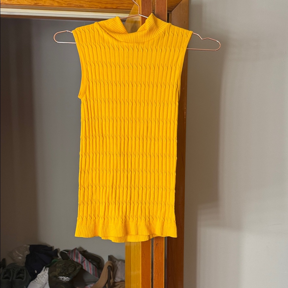 Yellow Sleeveless Ribbed Tank Top
